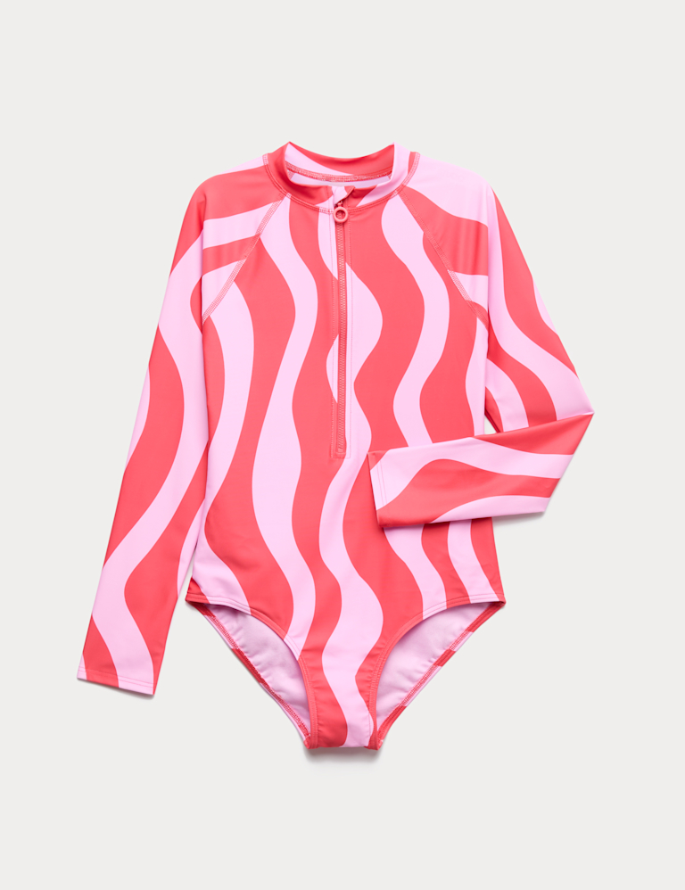 Wave Stripe Long Sleeve Swimsuit (6-16 Yrs) Wave Stripe Long Sleeve Swimsuit (6-16 Yrs)