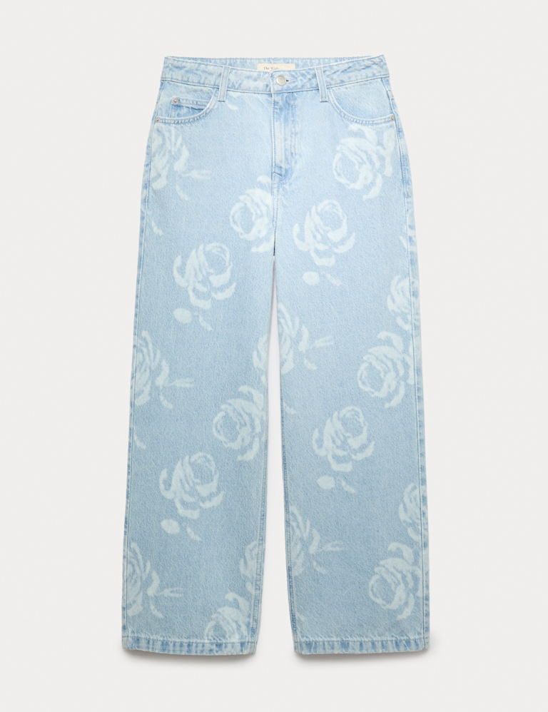 Denim Wide Leg Floral Print Jeans (6-16 Yrs)