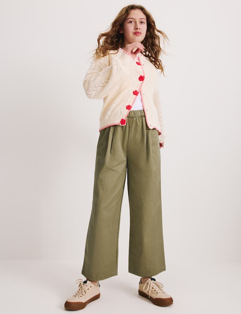 Pure Cotton Elasticated Waist Straight Leg Trousers (6-16 Yrs) Pure Cotton Elasticated Waist Straight Leg Trousers (6-16 Yrs)