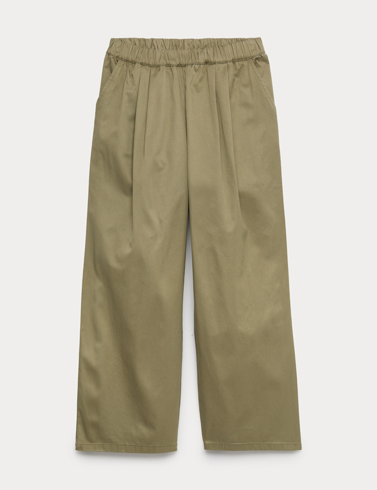 Pure Cotton Elasticated Waist Straight Leg Trousers (6-16 Yrs)