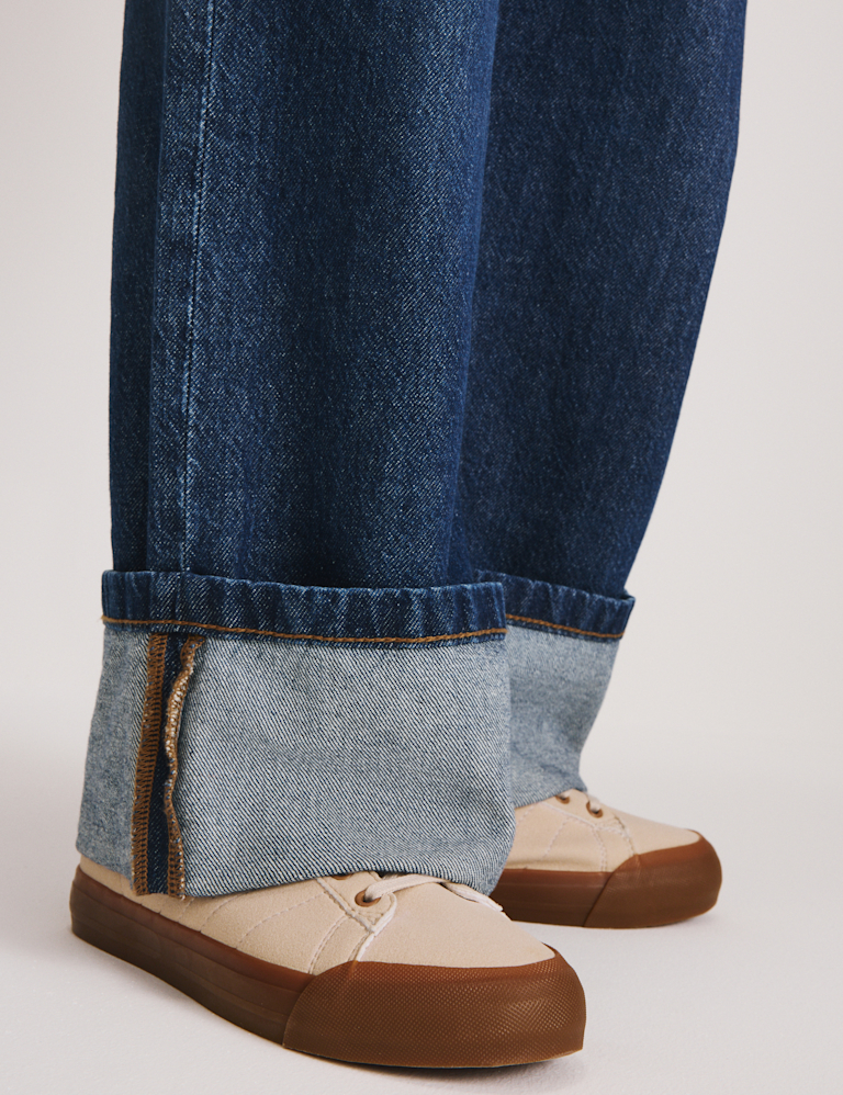 Denim Wide Leg Turn Up Jeans (6-16 Yrs)