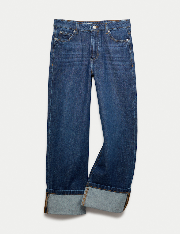Denim Wide Leg Turn Up Jeans (6-16 Yrs)