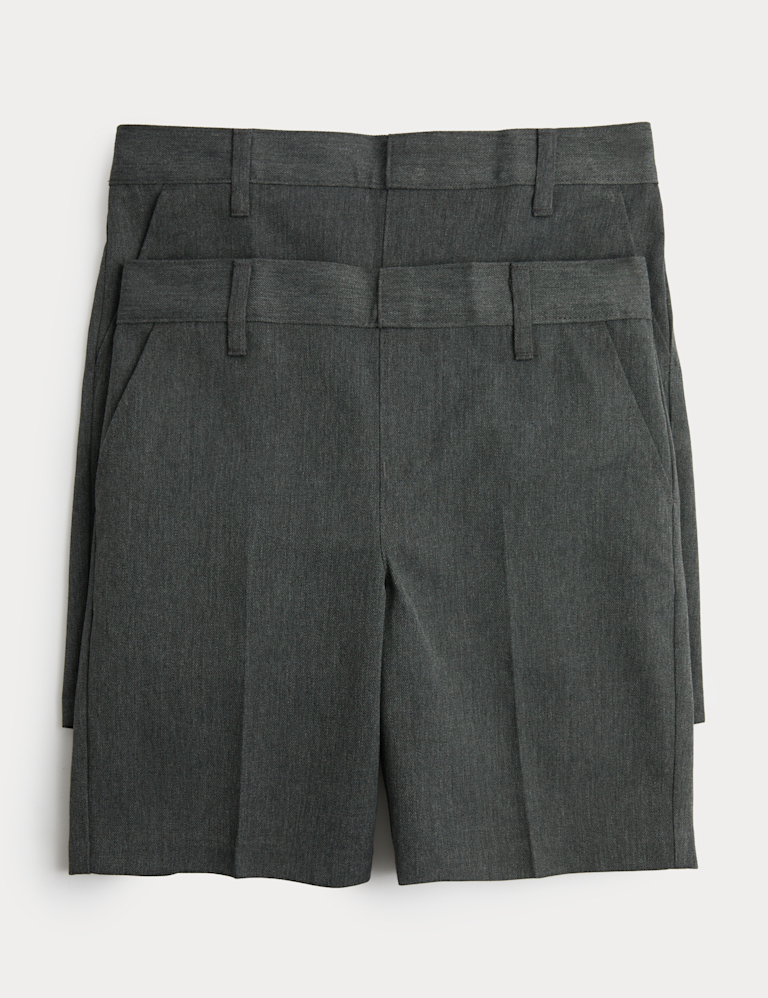 2 Pack Boys’ Regular Leg School Shorts (2-15 Yrs)