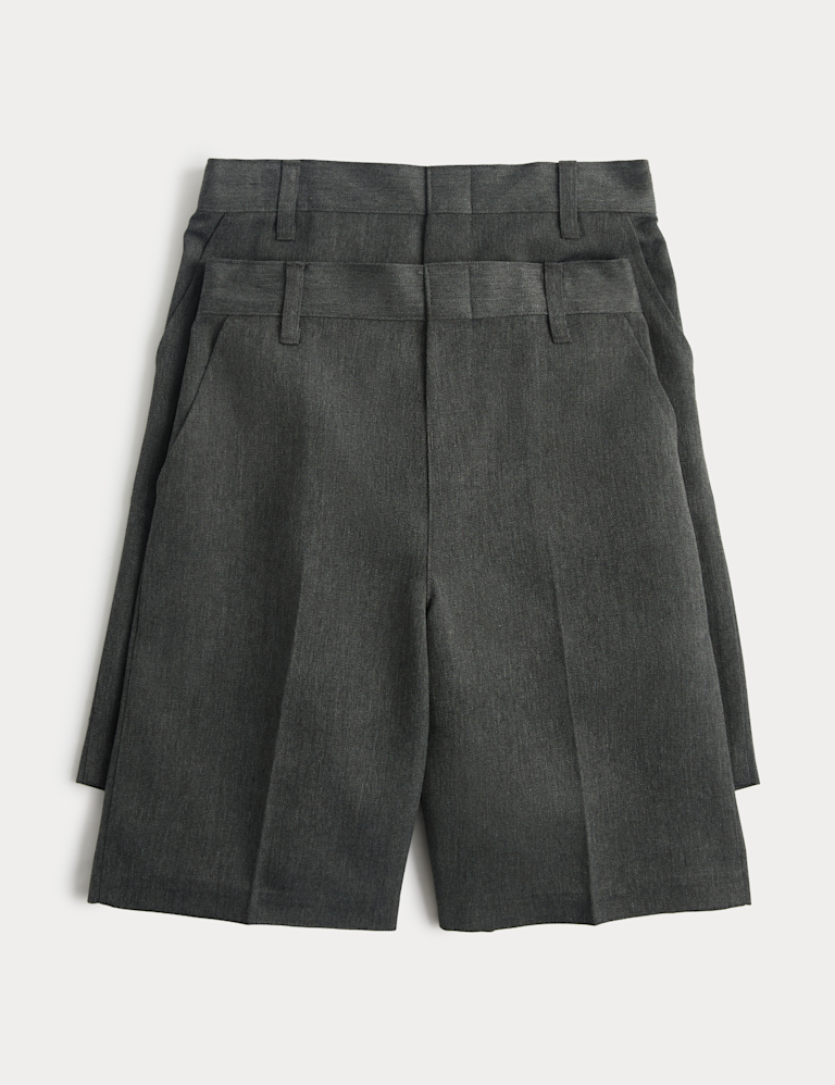 2 Pack Boys’ Easy Dressing School Shorts (3-15 Yrs)