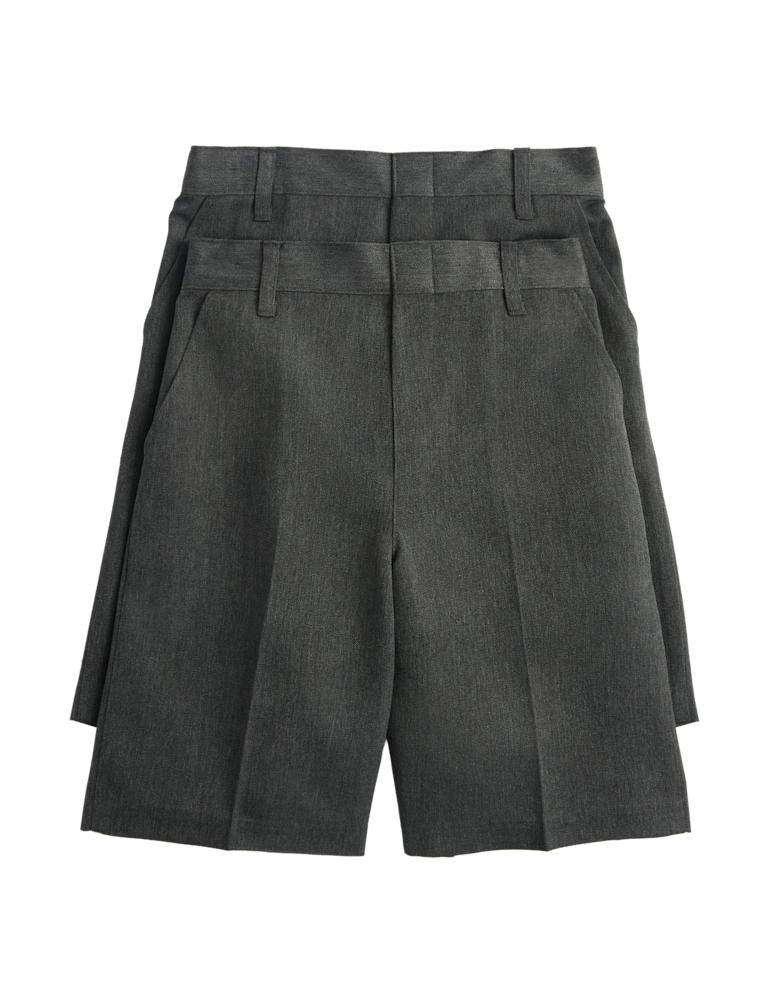 2 Pack Boys’ Easy Dressing School Shorts (3-15 Yrs)