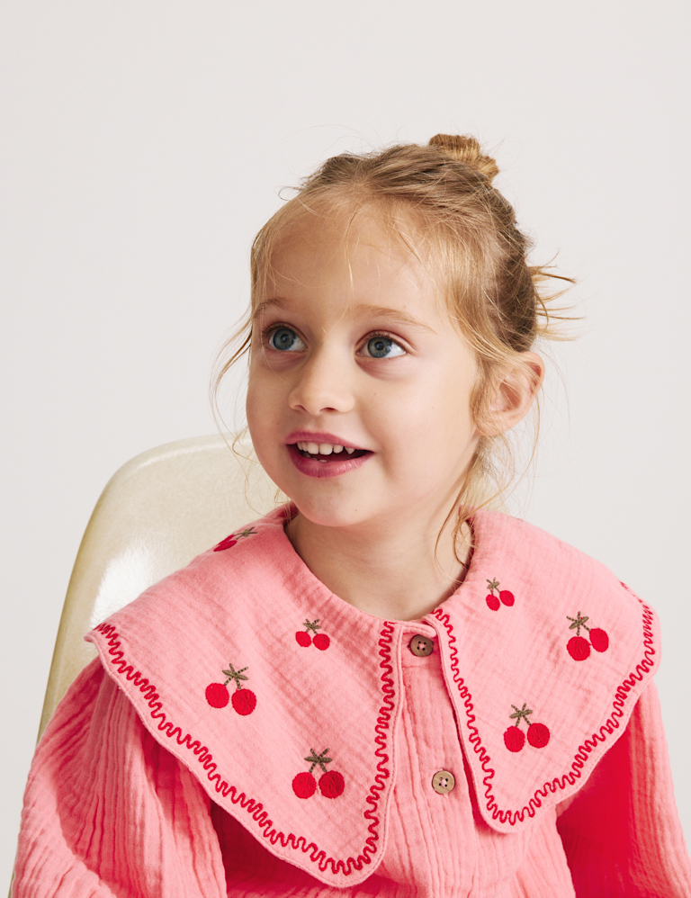 Pure Cotton Embroidered Collar Dress (1-8 Yrs)