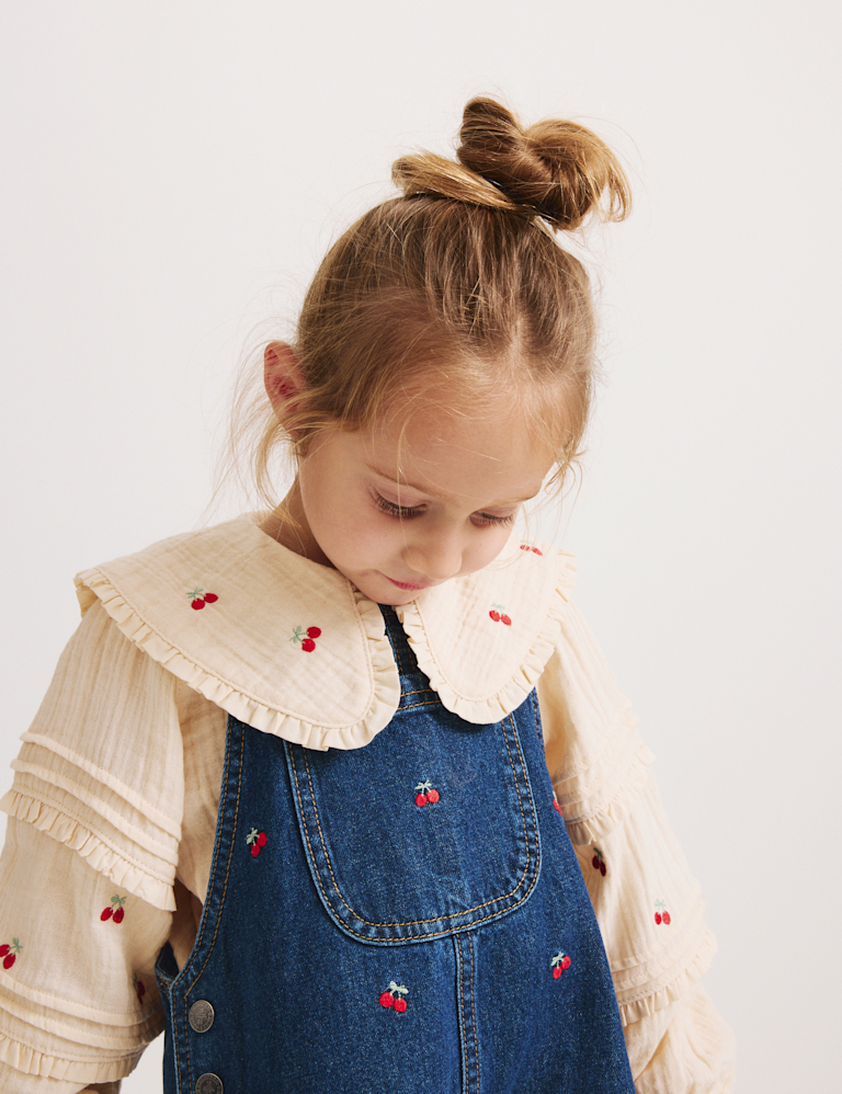 Cotton Rich Embroidered Dungaree Outfit (2-10 Yrs)