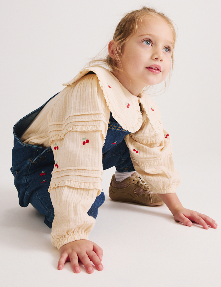 Cotton Rich Embroidered Dungaree Outfit (2-10 Yrs)