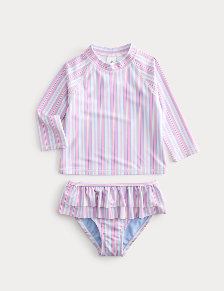 2 Piece Stripe Frill Swim Set (2-8 Yrs) 2 Piece Stripe Frill Swim Set (2-8 Yrs)
