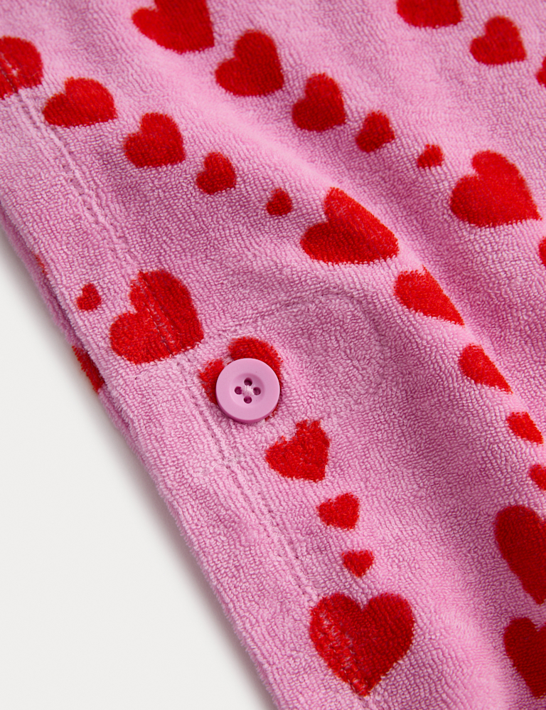 Pure Cotton Heart Printed Poncho (2-8 Yrs)