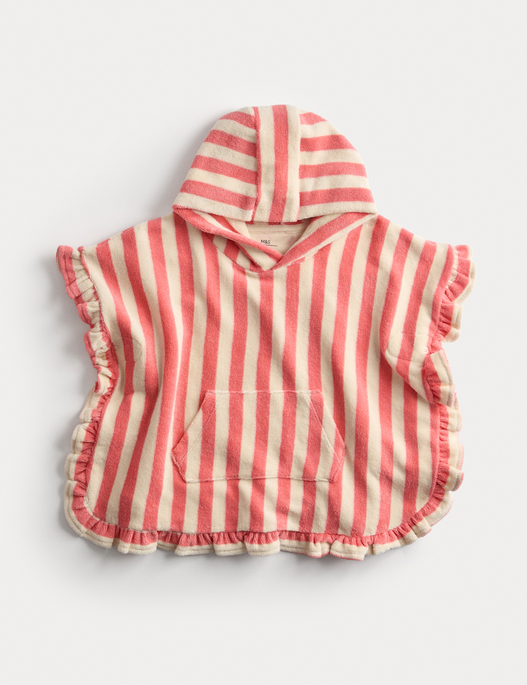 Pure Cotton Towelling Striped Poncho (0-3 Yrs)
