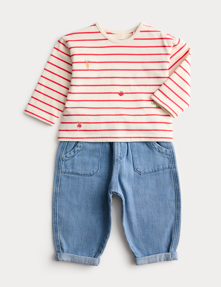 2 Piece Cotton Rich Striped Outfit (0-3 Yrs) 2 Piece Cotton Rich Striped Outfit (0-3 Yrs)