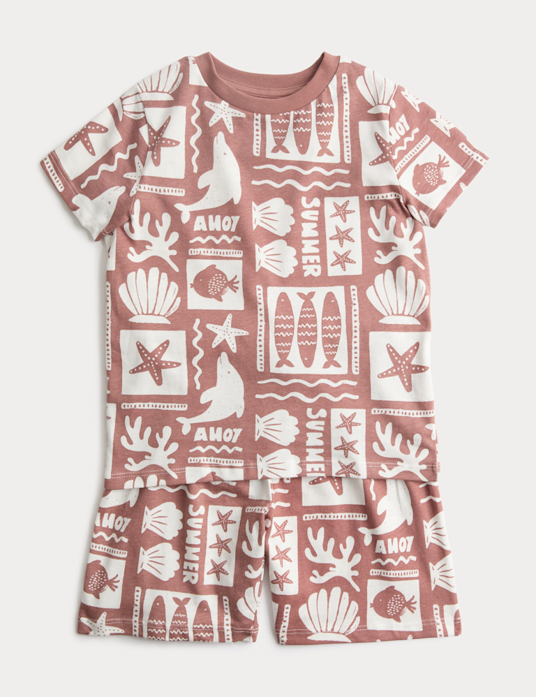 Kids Sealife Graphic Short Pyjamas (1-8 Yrs) Kids Sealife Graphic Short Pyjamas (1-8 Yrs)
