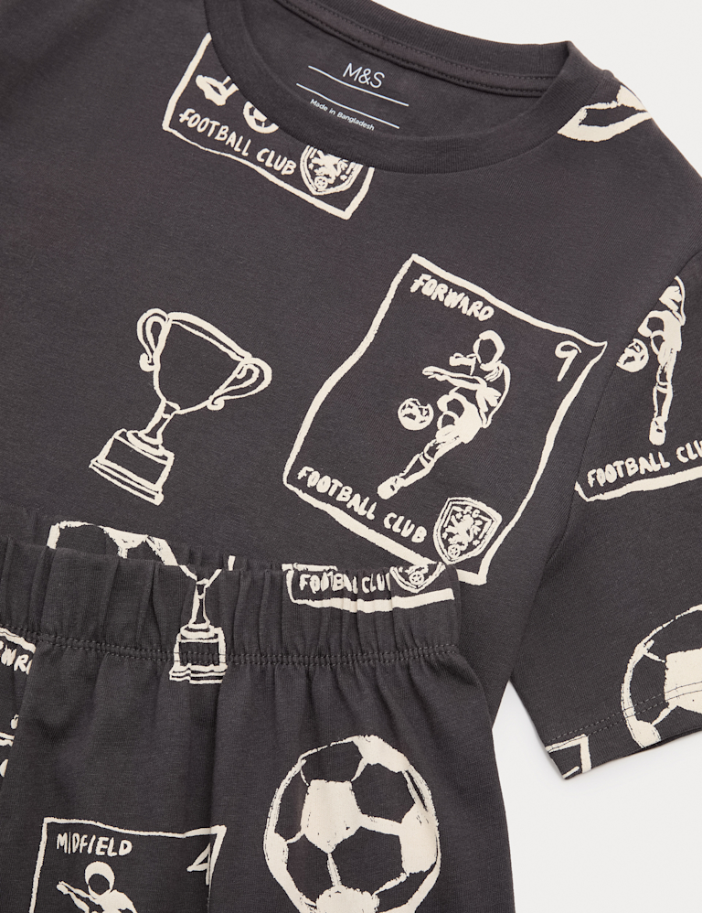 Pure Cotton Football Print Short Pyjamas (1-16 Yrs)