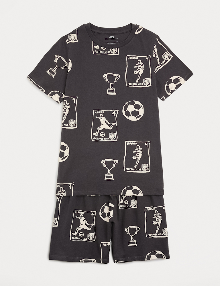 Pure Cotton Football Print Short Pyjamas (1-16 Yrs)