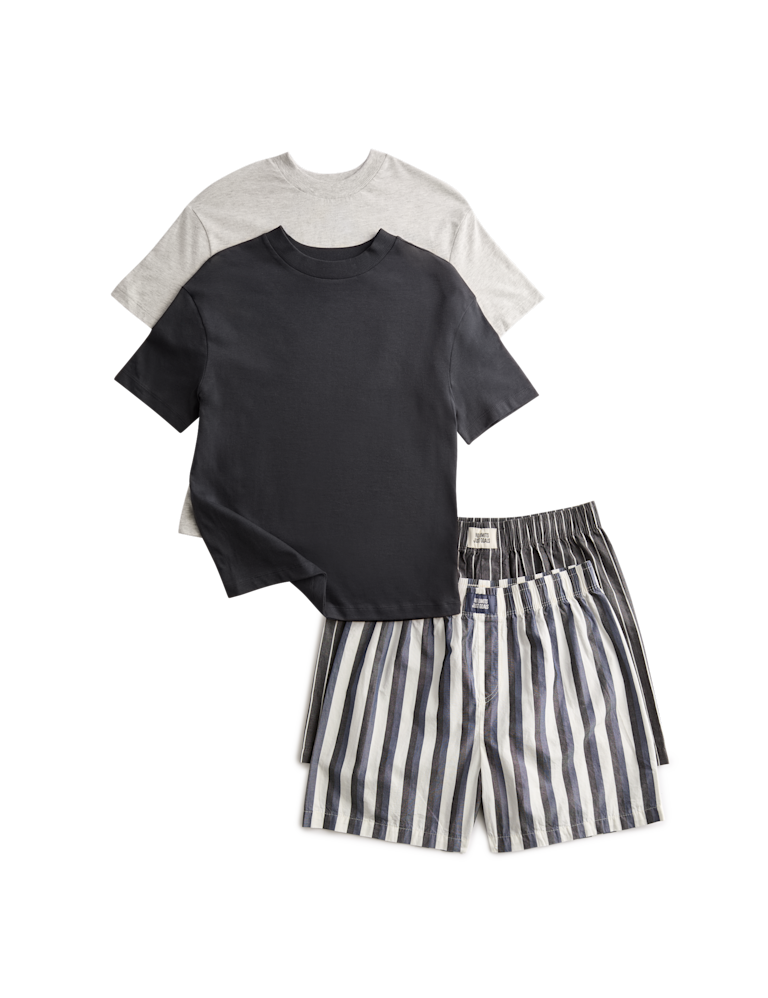 2 Pack Pure Cotton Striped Short Pyjama Sets (6-16 Yrs)