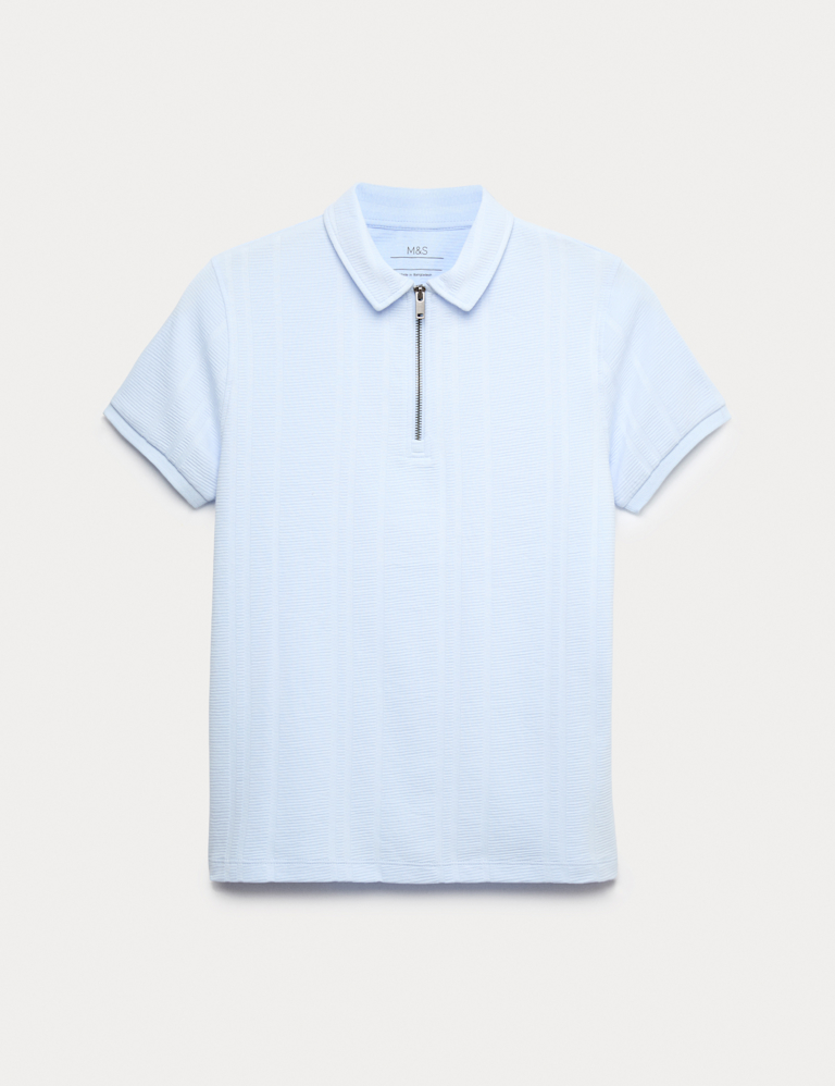 Pure Cotton Quarter Zip Polo Top (6-16 Yrs) Pure Cotton Quarter Zip Polo Top (6-16 Yrs)