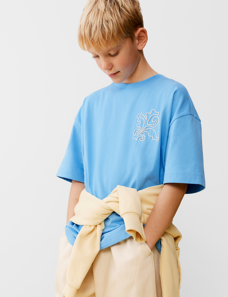 Pure Cotton Embroidered Graphic T-Shirt (6-16 Yrs) Pure Cotton Embroidered Graphic T-Shirt (6-16 Yrs)
