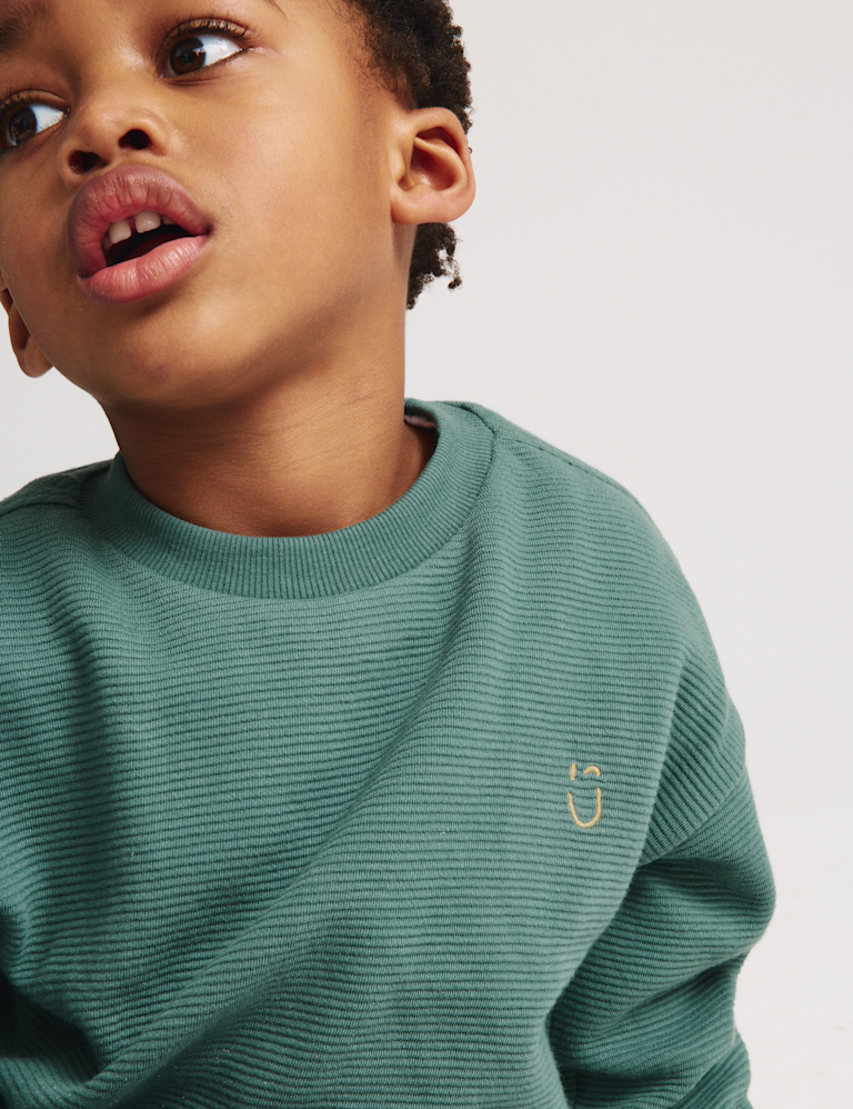 Pure Cotton Textured Long Sleeve Top (1-8 Yrs)