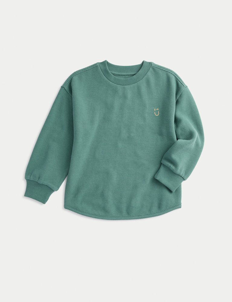 Pure Cotton Textured Long Sleeve Top (1-8 Yrs)