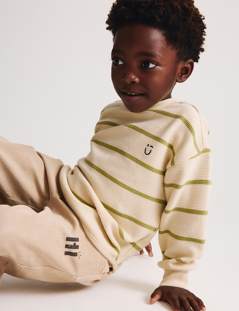 Pure Cotton Striped Textured Top (1-8 Yrs)