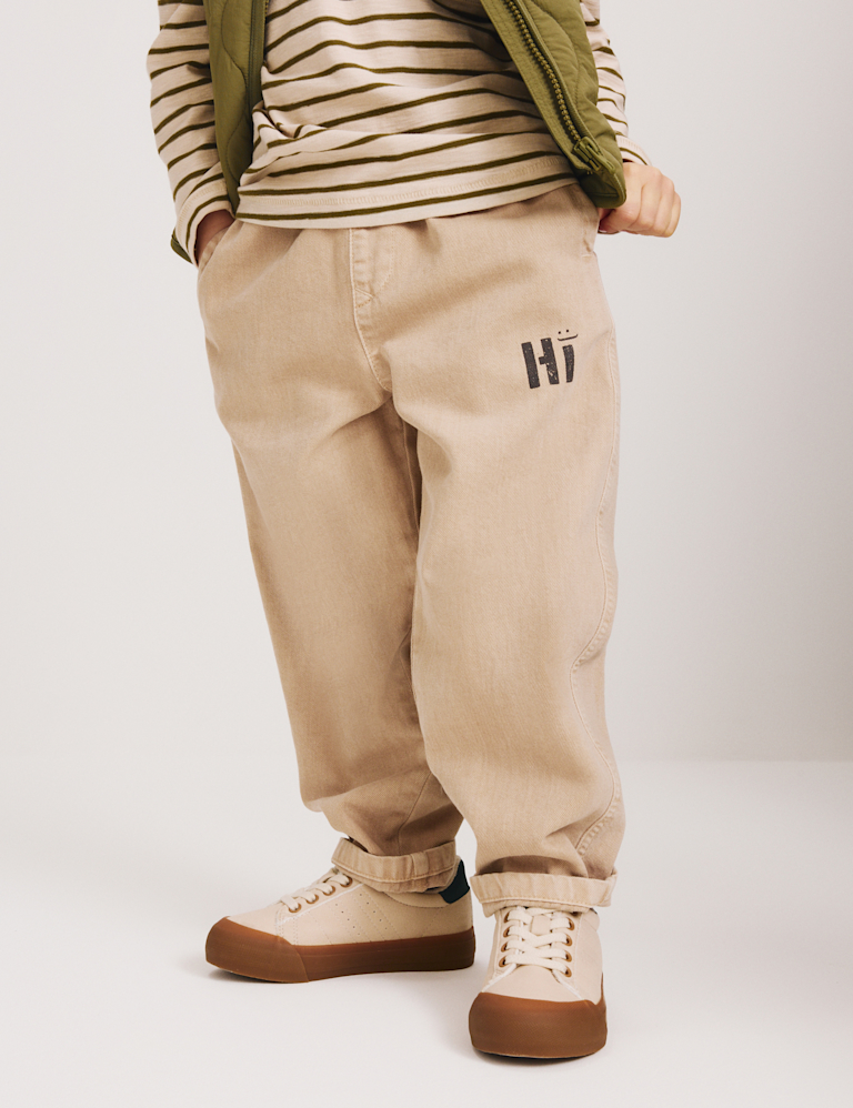 Pure Cotton Twill Graphic Trousers (2-8 Yrs)