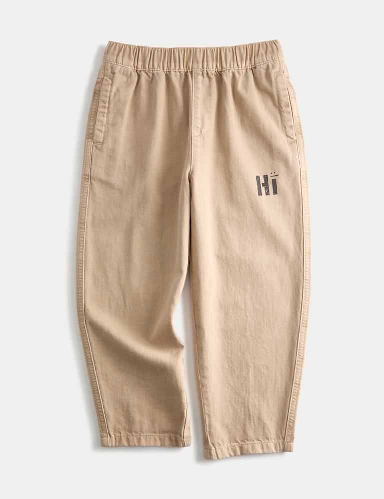 Pure Cotton Twill Graphic Trousers (2-8 Yrs)