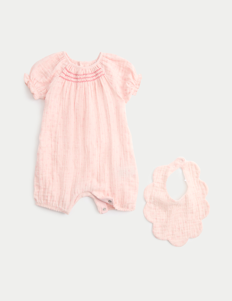 2 Piece Pink Romper with Bib (0-2 Yrs) 2 Piece Pink Romper with Bib (0-2 Yrs)