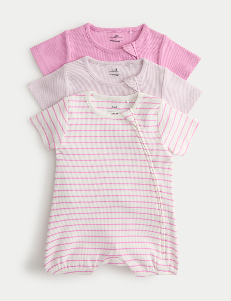 3 Pack Cotton Rich Rompers (0 Months-3 Years) 3 Pack Cotton Rich Rompers (0 Months-3 Years)