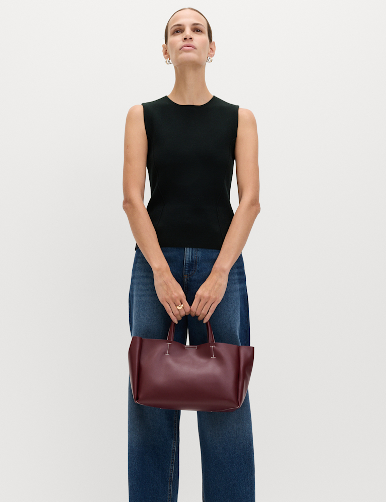Textured Waisted Slim Fit Knitted Vest