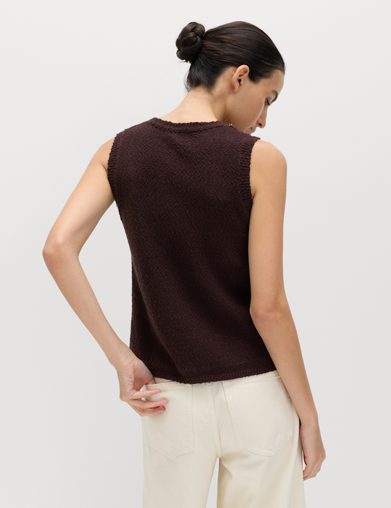 Cotton Rich Chain Trim Knitted Vest