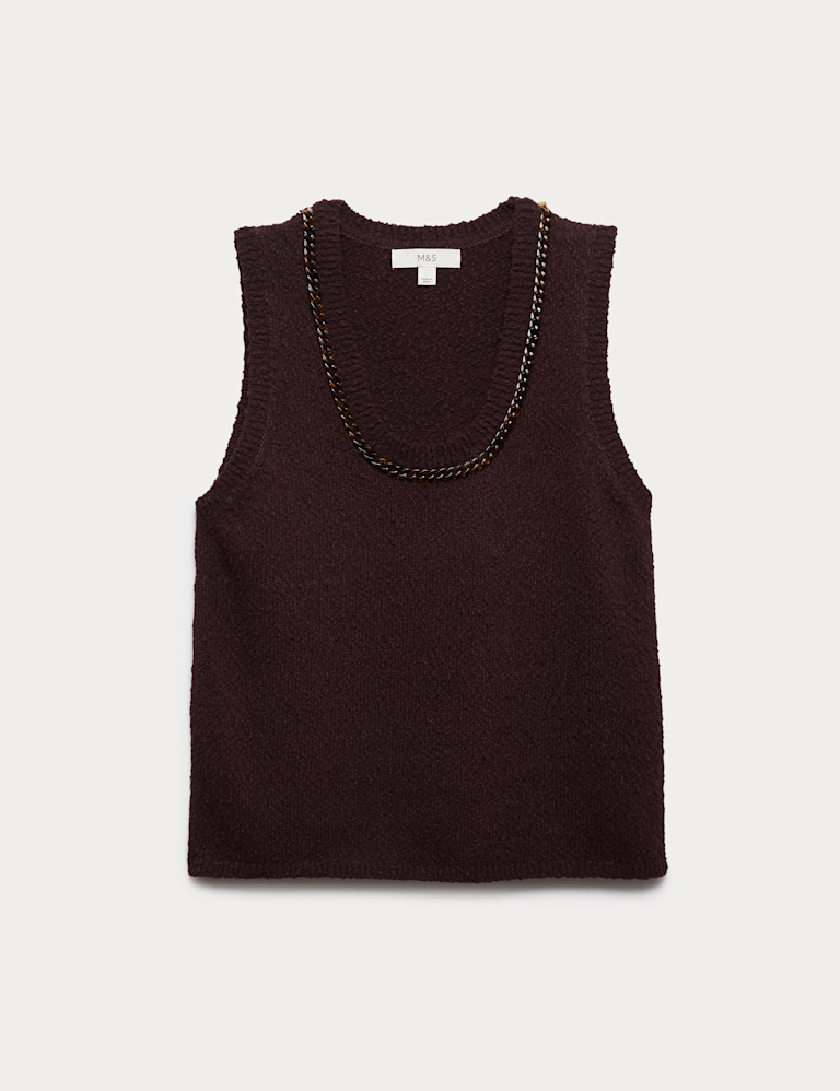 Cotton Rich Chain Trim Knitted Vest