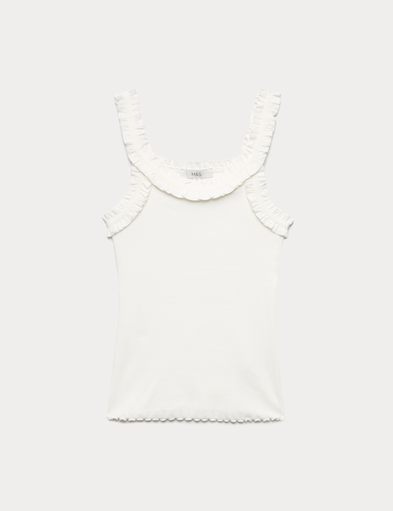 Cotton Rich Frill Strap Vest