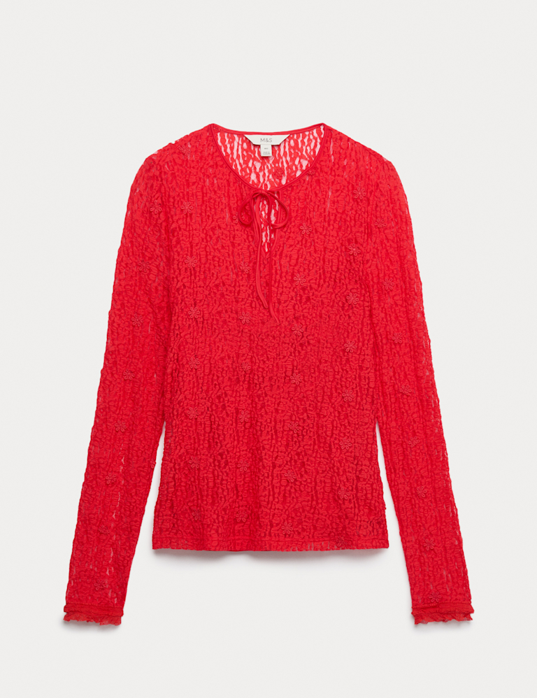 Lace Tie Neck Top