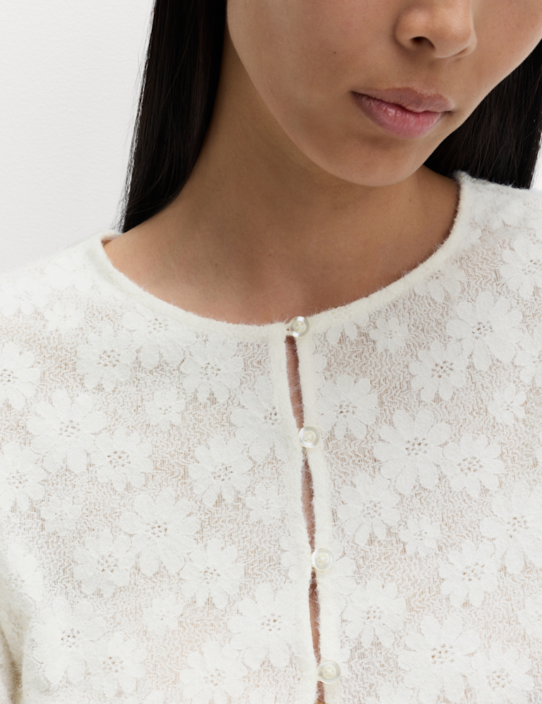 Flower Detail Cosy Button Through Top