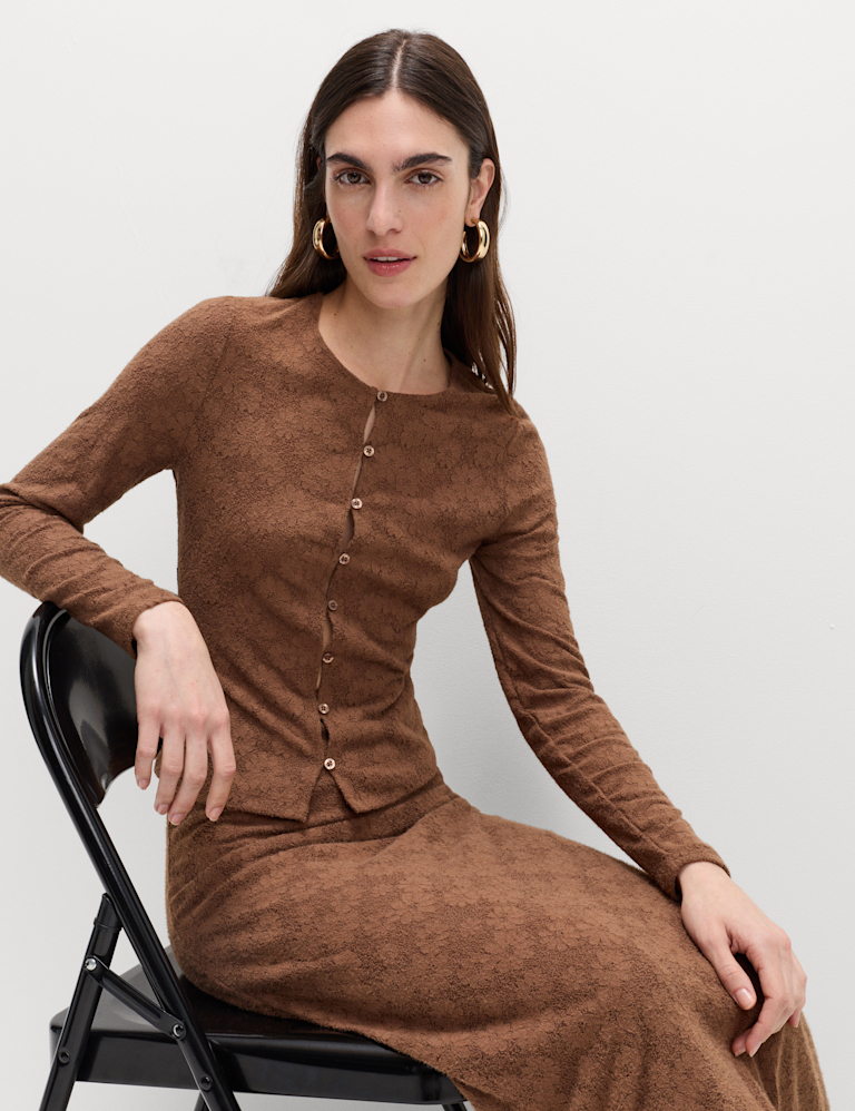 Flower Detail Button Through Cosy Top Flower Detail Button Through Cosy Top