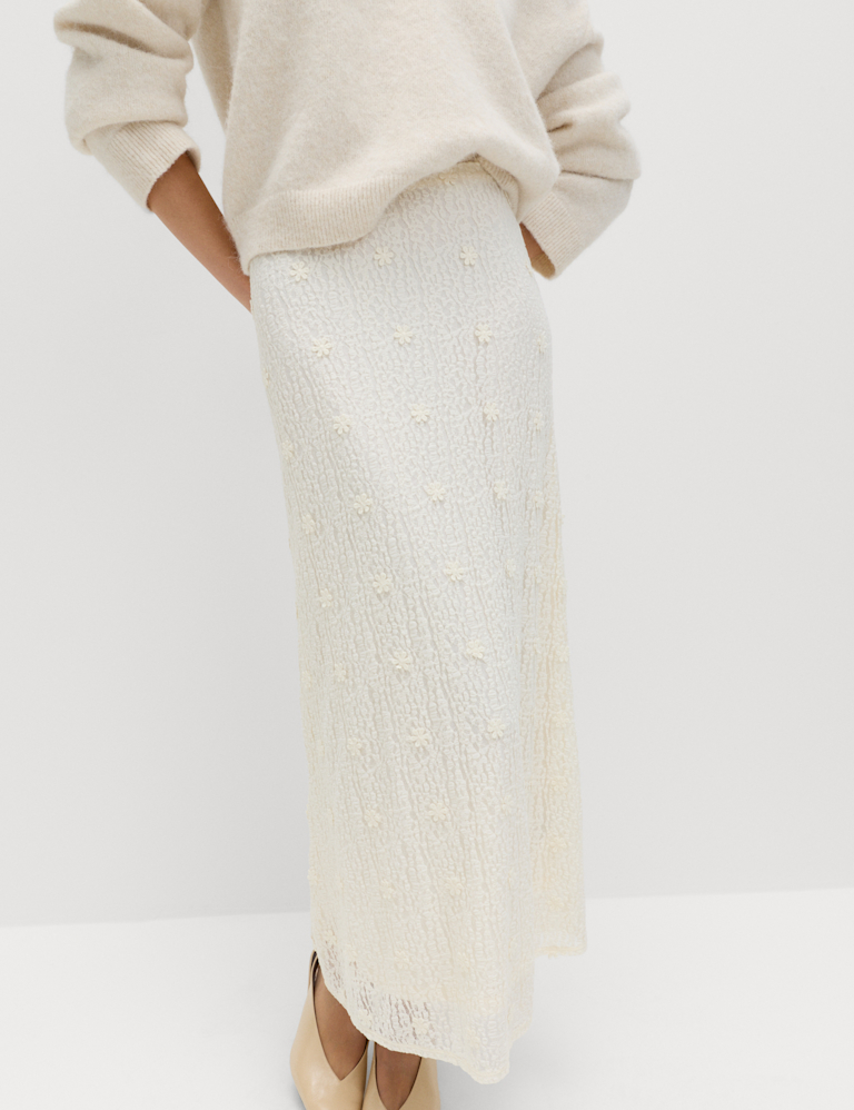 Jersey Lace Midi Column Skirt