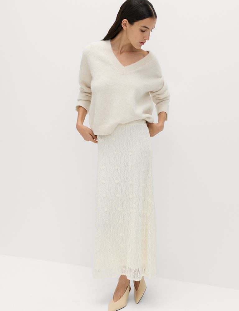 Jersey Lace Midi Column Skirt