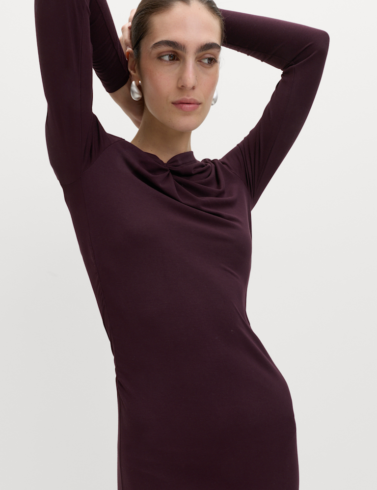 Jersey Knotted Ruched Midaxi Bodycon Dress
