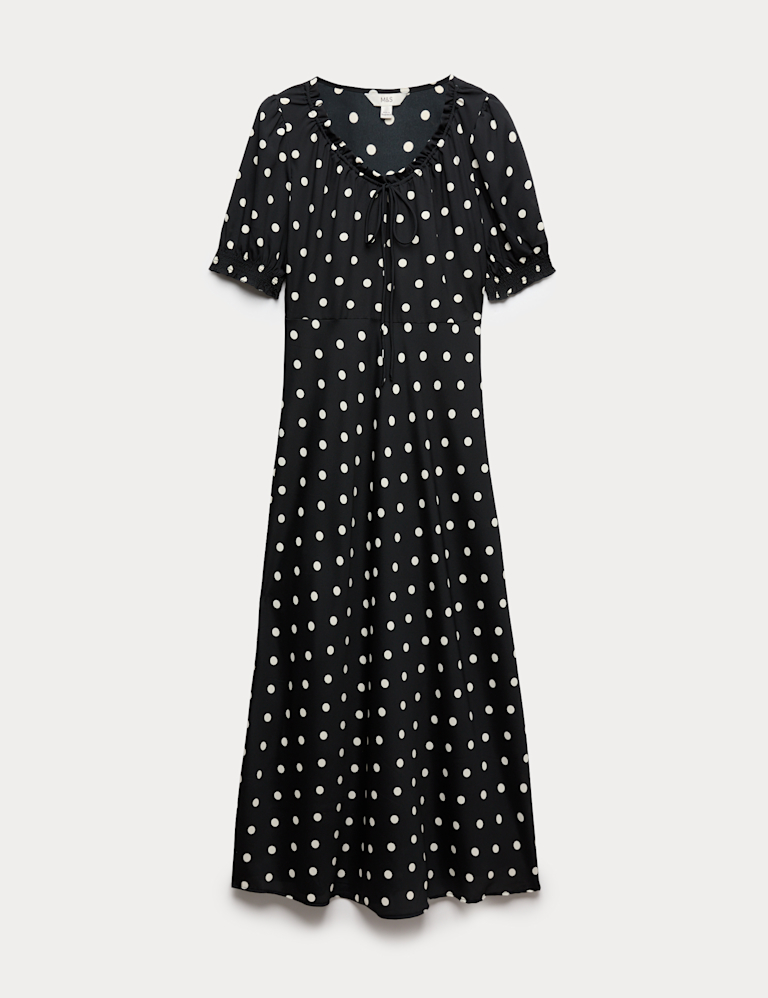 Ruched Midi Tea Dress