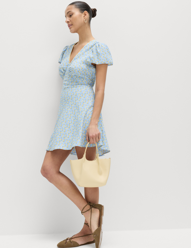 Printed Floral Mini Tea Dress