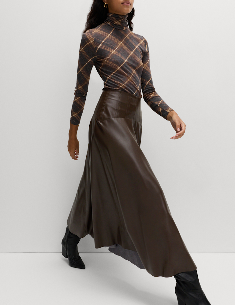 Leather Look Panelled Midaxi Skirt Leather Look Panelled Midaxi Skirt