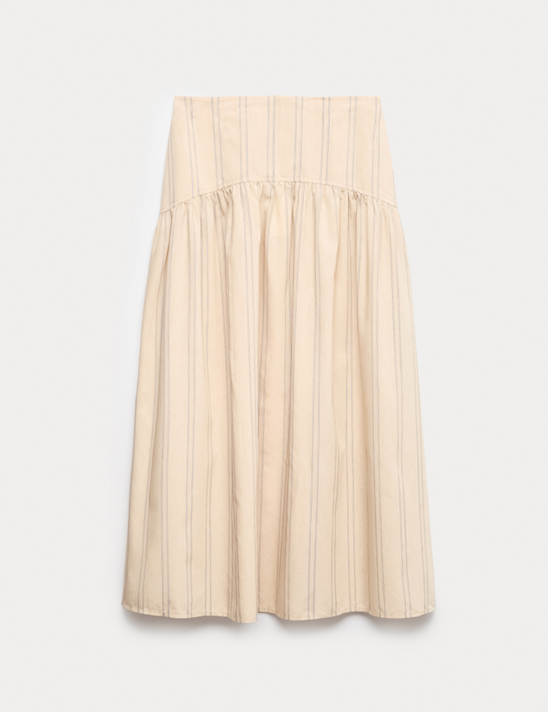 Striped Midaxi Circle Skirt With Cotton