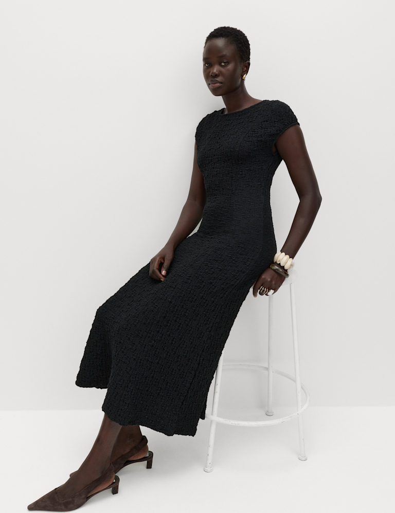 Cotton Rich Textured Midi Skater Dress