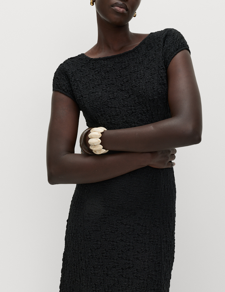 Cotton Rich Textured Midi Skater Dress