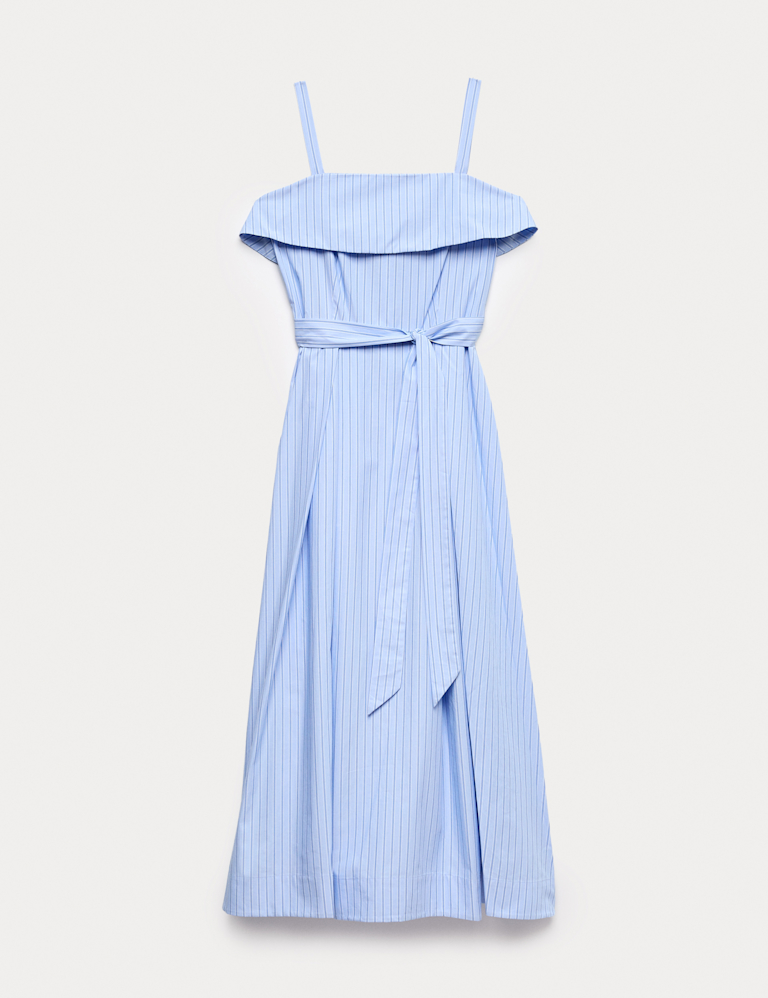 Pure Cotton Striped Midi Cami Dress