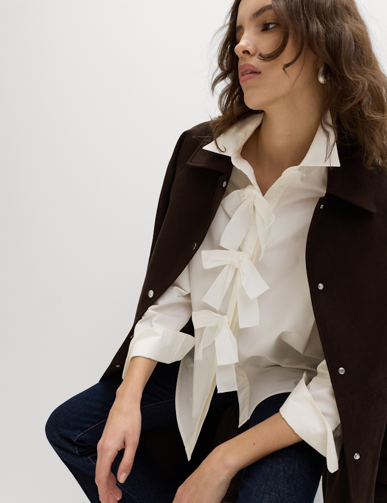 Pure Cotton Bow Detail Collared Shirt Pure Cotton Bow Detail Collared Shirt