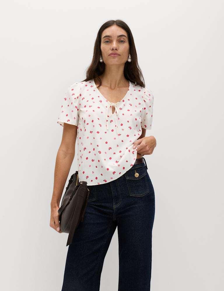 Floral Bow Detail Top