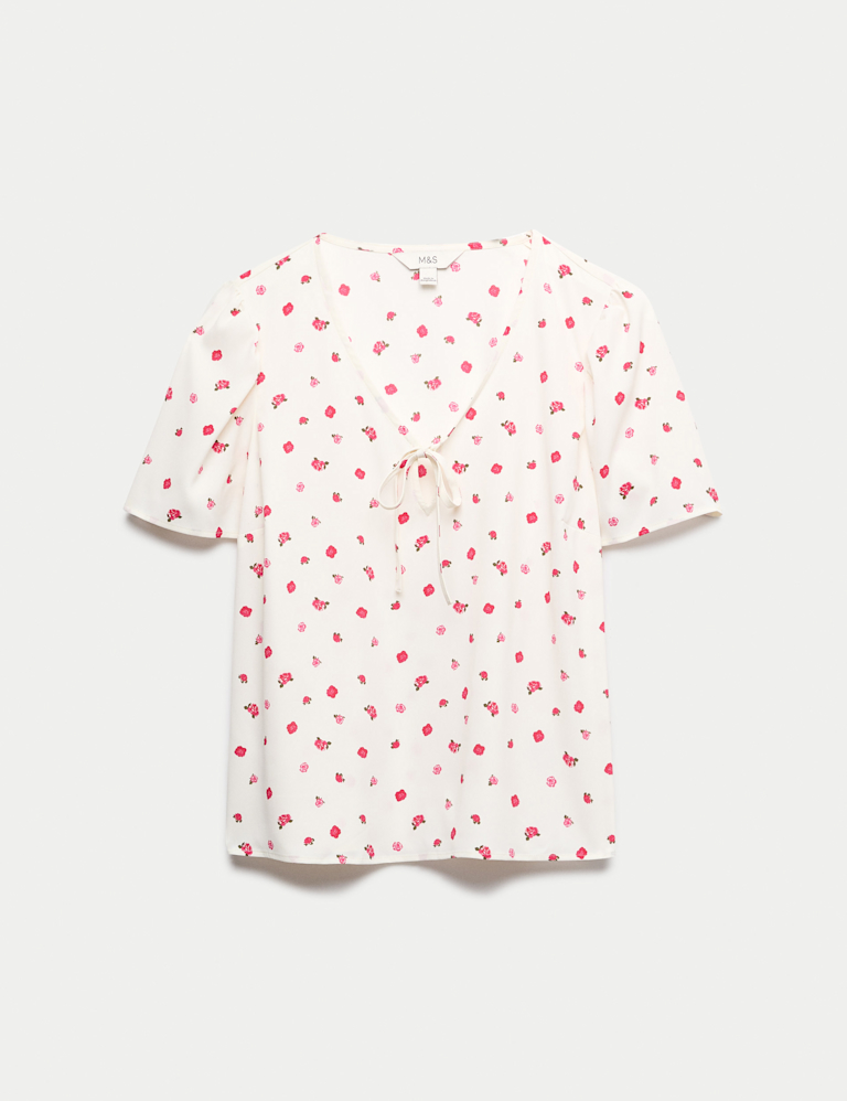 Floral Bow Detail Top