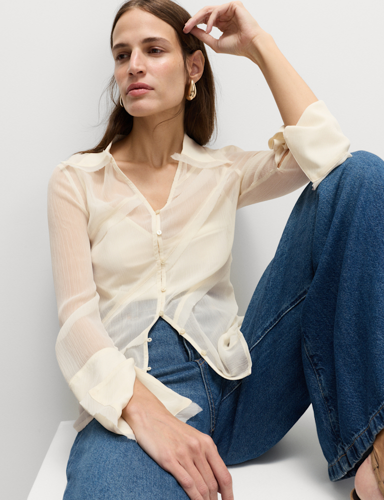Seam Detail Collared Shirt Seam Detail Collared Shirt